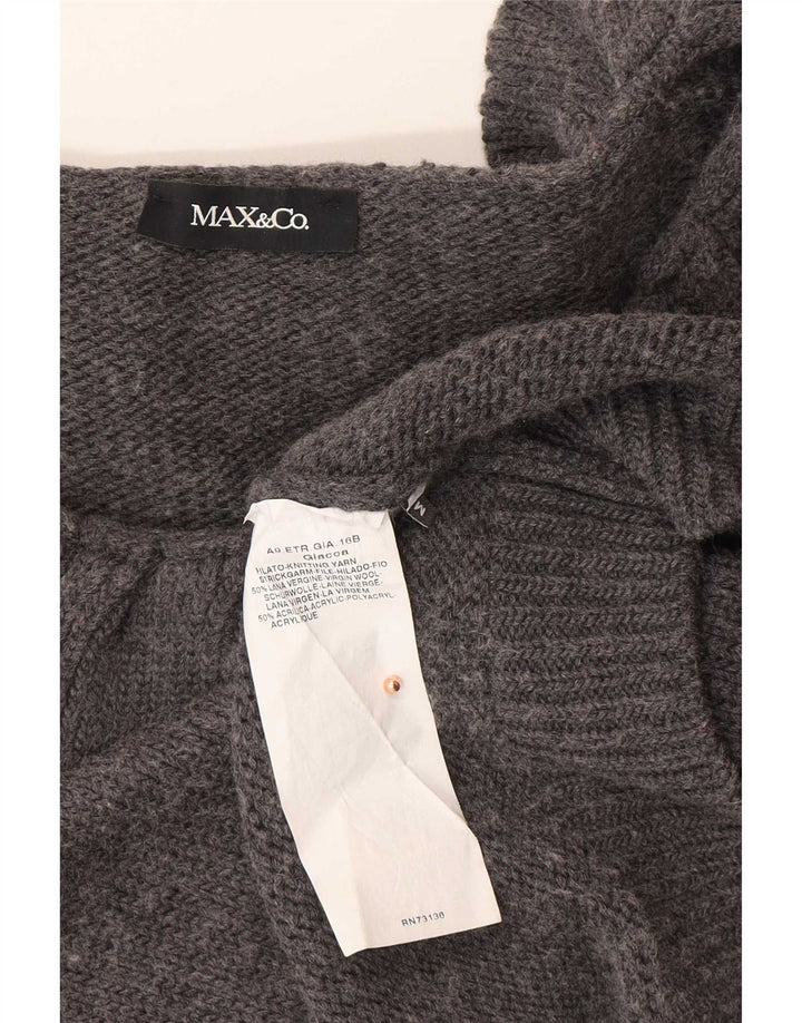 Max & Co. Womens Crop Cardigan Sweater UK 12 Medium Grey Uld