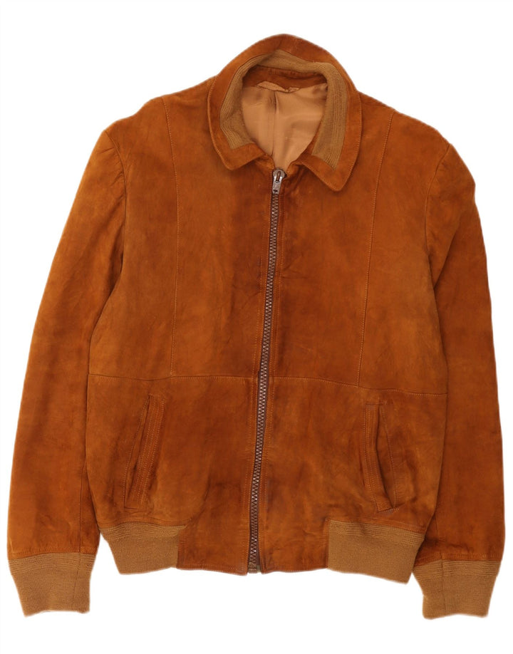 Vintage herre ruskind bomberjakke IT 52 XL Brun