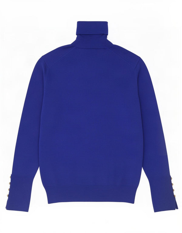 Zara Dame Roll Neck Jumper Sweater UK 14 Large Blue Viscose