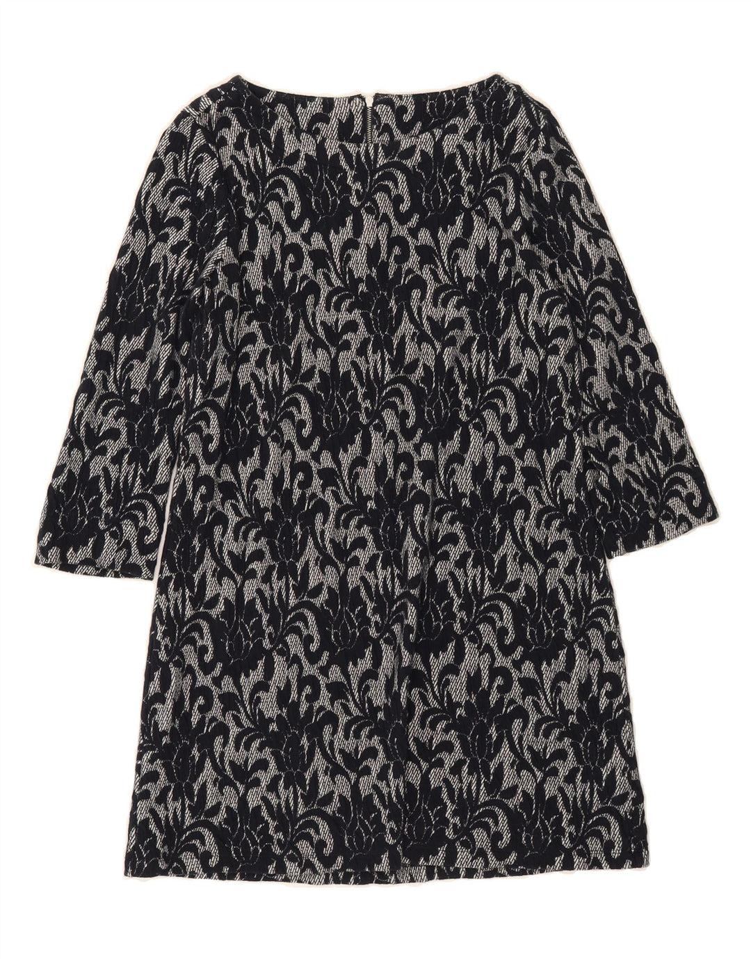 WHITE STUFF Womens 3/4 Sleeve A-Line Dress UK 14 Medium Black Floral Vintage White Stuff and Second-Hand White Stuff from Messina Hembry 