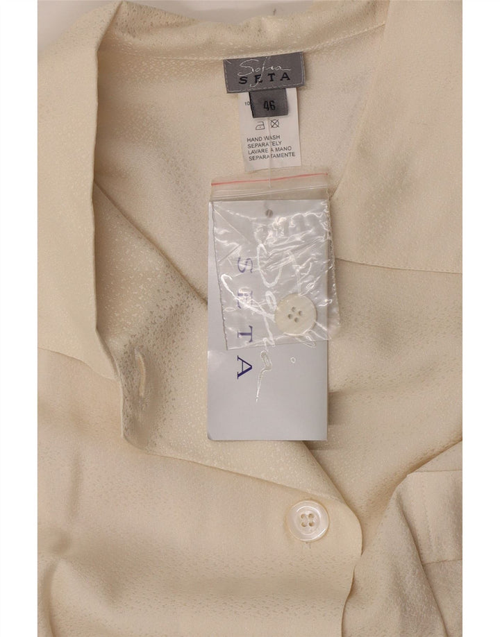 Vintage dameskjorte bluse IT 46 Large Off White Silke