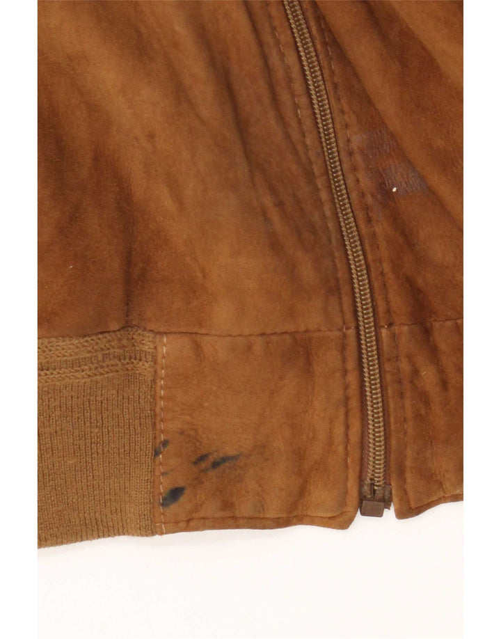 Vintage herre ruskind bomberjakke UK 42 XL brunt læder