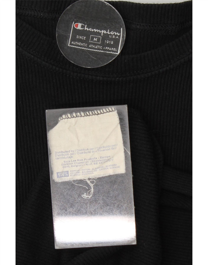 CHAMPION Womens Crop T-Shirt Top UK 12 Medium Sort Bomuld