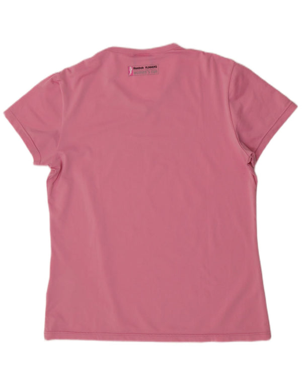 Reebok Womens Short Sleeve Graphic T-Shirt Top UK 14 Medium Pink Polyester