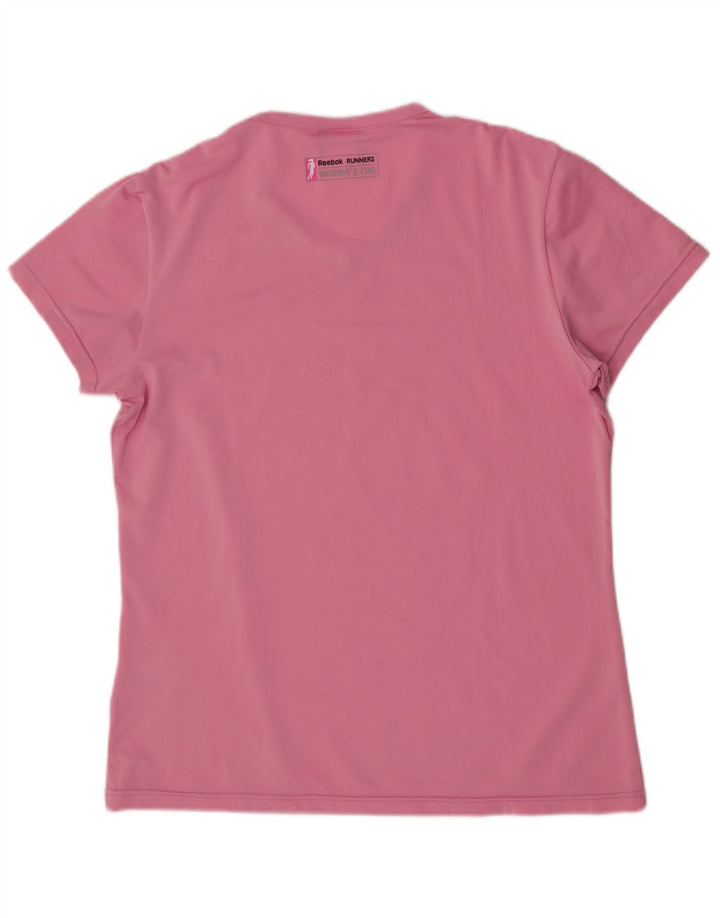Reebok kortærmet grafisk T-shirt top til kvinder DK 14 Medium Pink Polyester