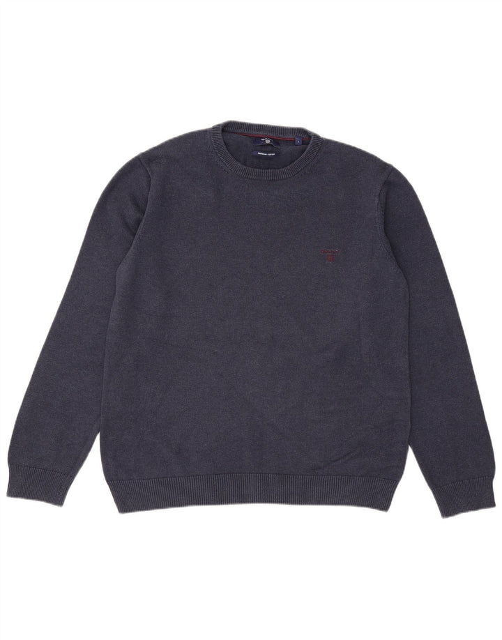 Gant herre rund hals sweater stor marineblå bomuld