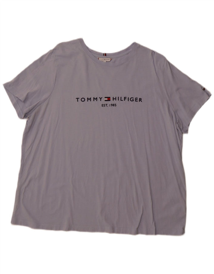 TOMMY HILFIGER Dame Grafisk T-Shirt Top UK 24 4XL Blå Bomuld