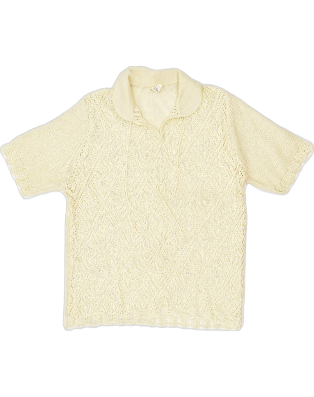 VINTAGE Womens Short Sleeve Polo Neck Jumper Sweater IT 46 Large Off White | Vintage Vintage | Thrift | Second-Hand Vintage | Used Clothing | Messina Hembry 