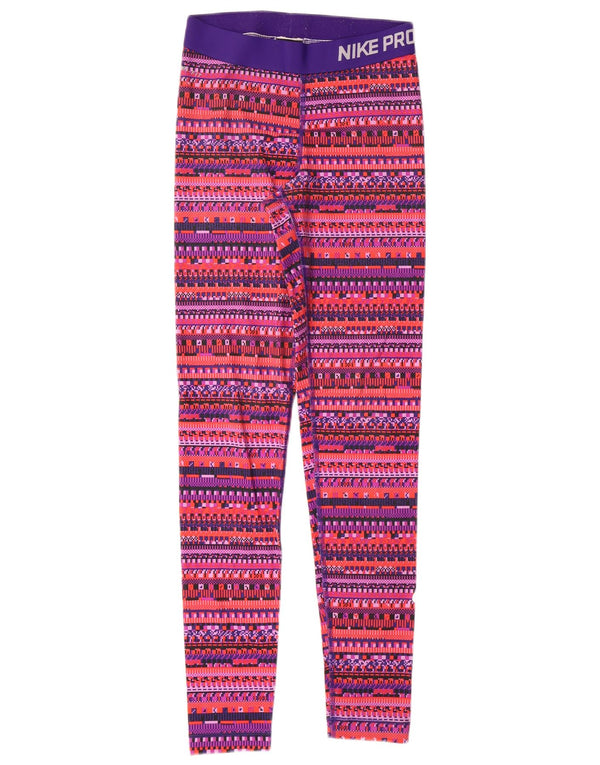 NIKE Dame Dri Fit Grafiske Leggings UK 8 Small Multicolored Geometric