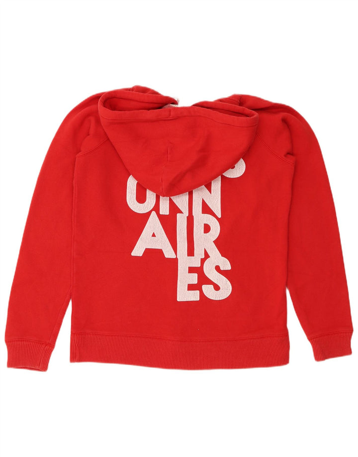 Jack Wills Dame Grafisk Hættetrøje Sweater UK 14 Stor Rød Bomuld