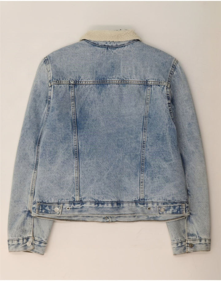 Levi's Dame Denim Sherpa Jacket UK 16 Large Blue Polyester