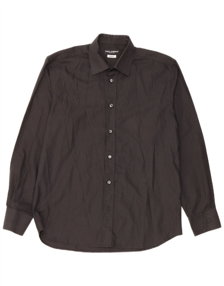 Dolce & Gabbana herreskjorte str. 41 16 Stor sort geometrisk bomuld