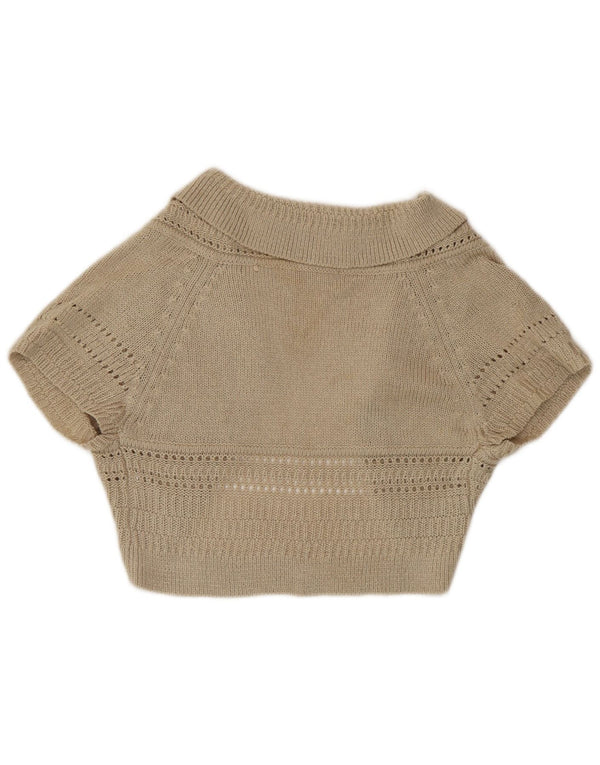 Zara Kortærmet Bolero Cardigan Sweater UK 12 Medium Beige Akryl