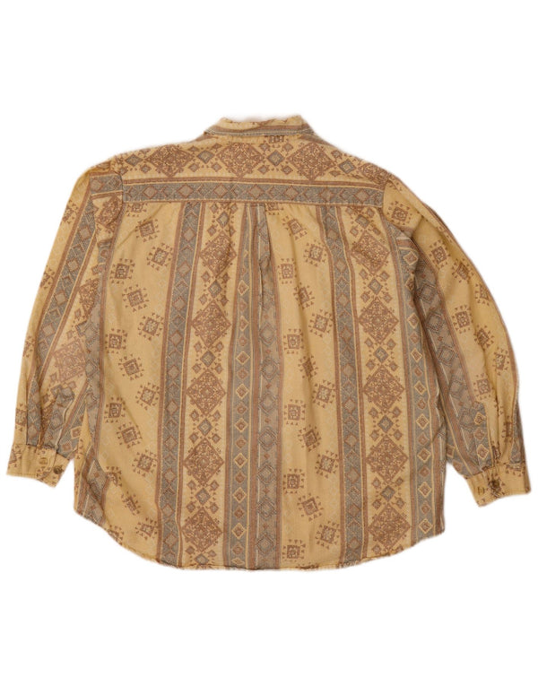 VINTAGE Herreskjorte str. 15 1/2 16 39/40 Medium Beige Geometrisk Bomuld