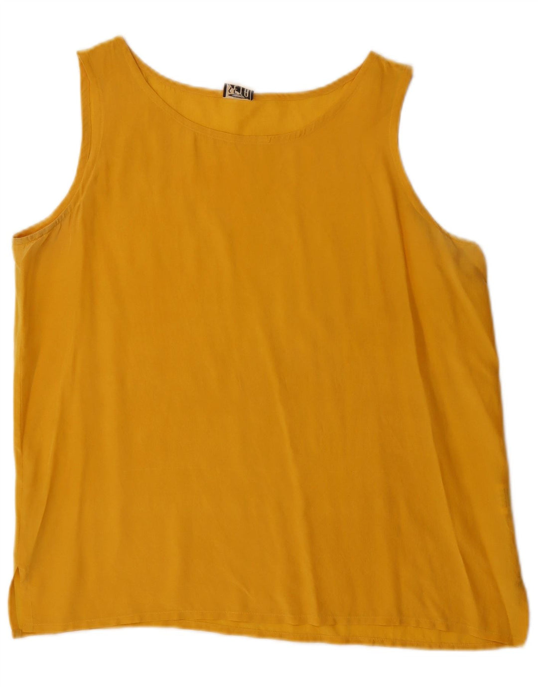 Vintage ærmeløs bluse til kvinder IT 48 XL gul silke