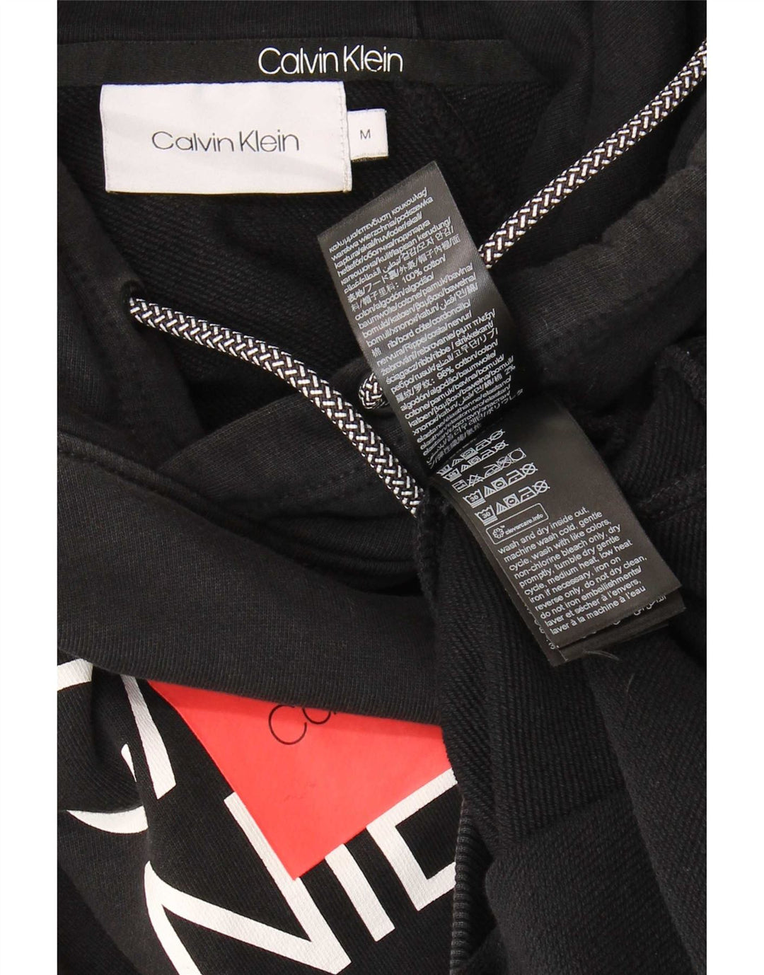 Calvin Klein Grafisk hættetrøje til mænd mellem sort bomuld