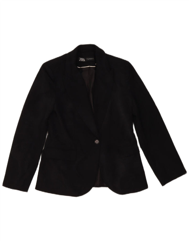 Zara Dame 1 Knap Blazer Jakke EU 38 Lille Sort