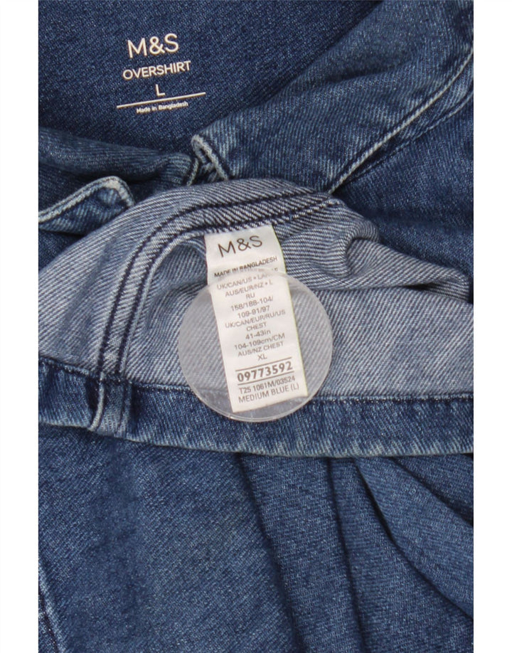 Marks & Spencer Herre Overshirt Denim Shirt Large Blue Cotton Classic