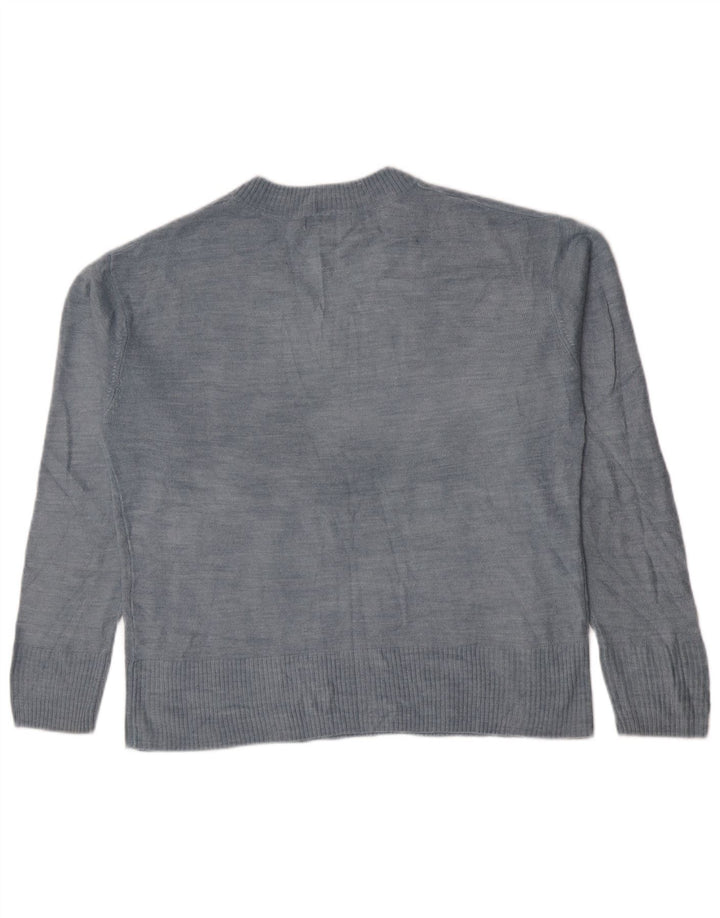 Marks & Spencer Dame V-hals sweater UK 16 Stor Blå Akryl