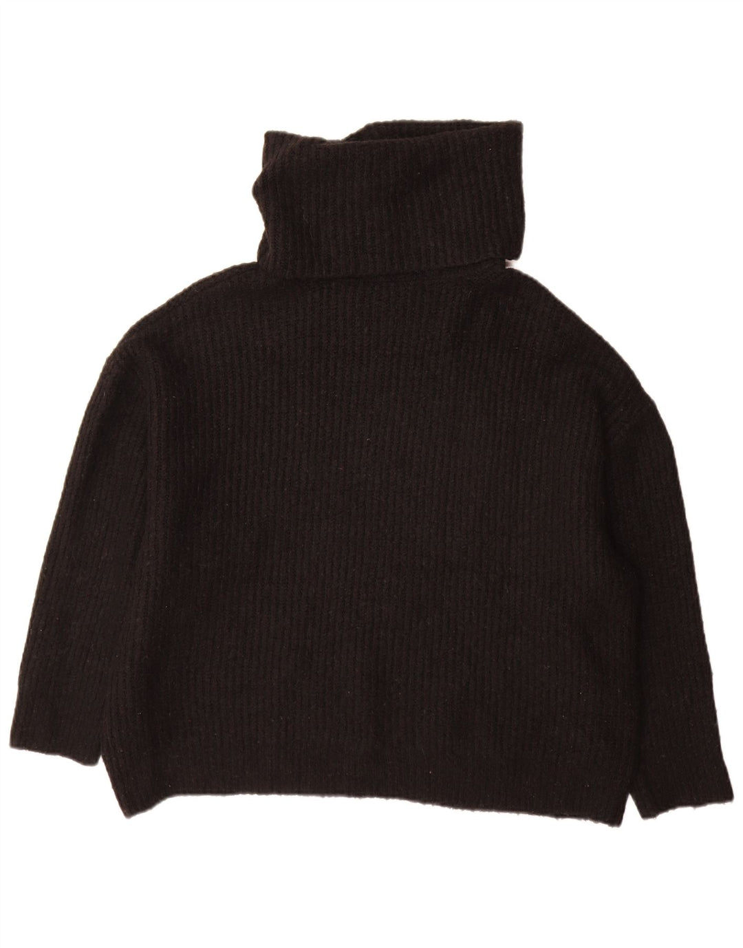 Zara Dame Oversized Roll Neck Jumper Sweater UK 10 Small Black Acryl