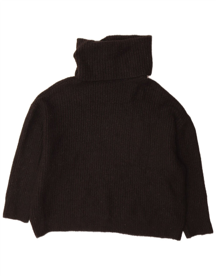 Zara Dame Oversized Roll Neck Jumper Sweater UK 10 Small Black Acryl