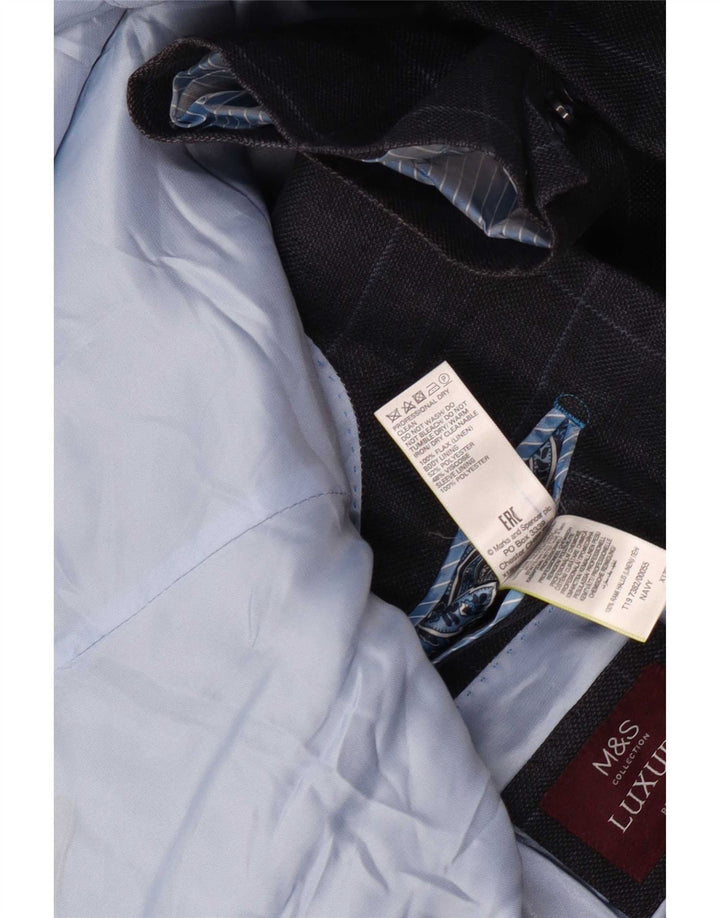 Marks & Spencer Herre 2-knaps blazerjakke UK 44 XL marineblå ternet linned