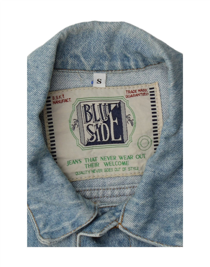 BLUE SIDE Mens Denim Jacket UK 36 Small Blue Cotton