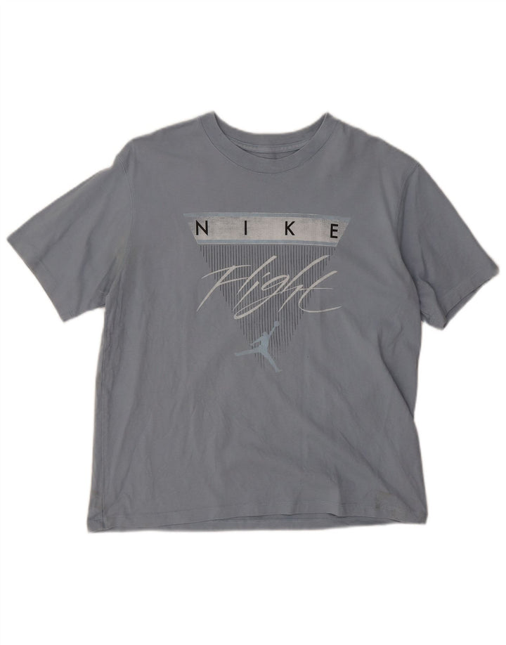 Jordan Dame Oversized grafisk T-shirt Top UK 10 Lille Grå Bomuld