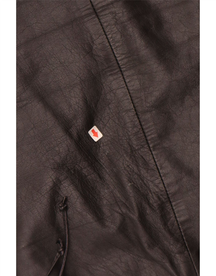 VINTAGE lædernederdel til kvinder EU 34 XS W24 sort læder