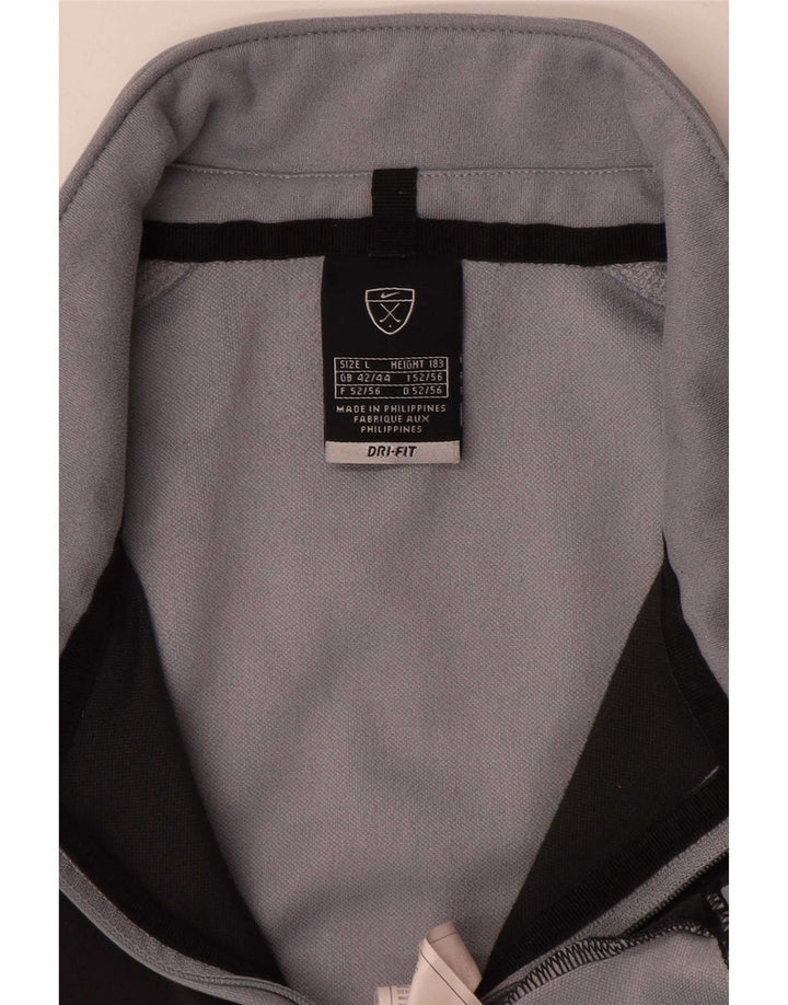 Nike Herre Dri Fit Pullover Træningsdragt Top UK 42/44 Stor Grå Colourblock