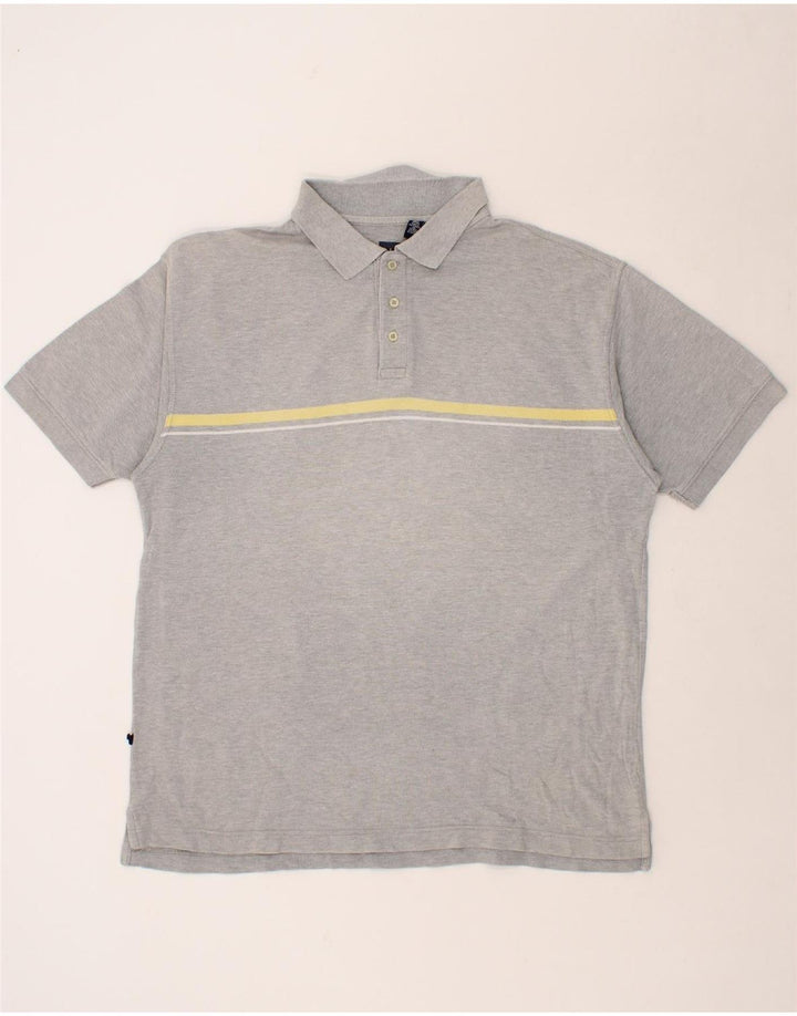 GAP Mens Polo Shirt Large Grey Striped Cotton Vintage Gap and Second-Hand Gap from Messina Hembry 