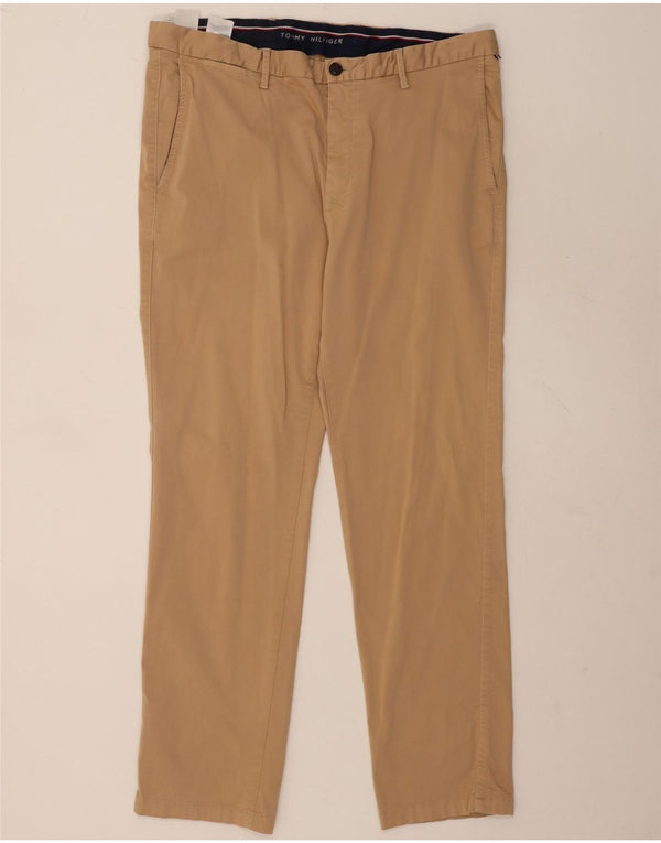 Tommy Hilfiger Lige Chinobukser til mænd W38 L32 Beige Bomuld