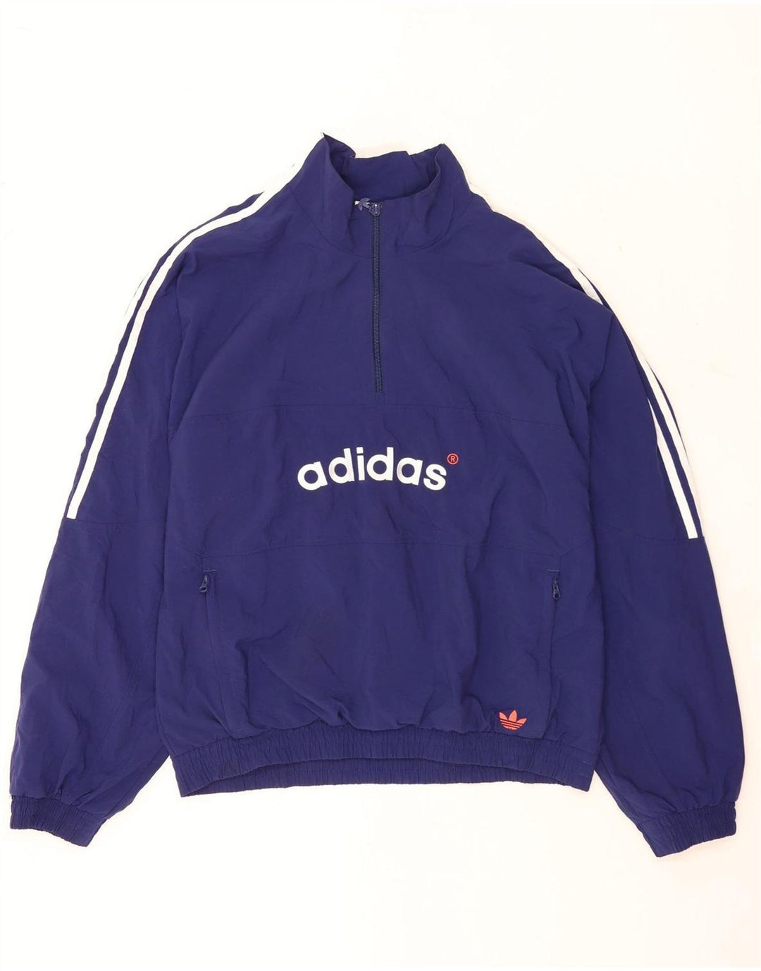 Adidas Herre Loose Fit Grafisk Zip Neck Pullover Træningsdragt Top Medium Blue