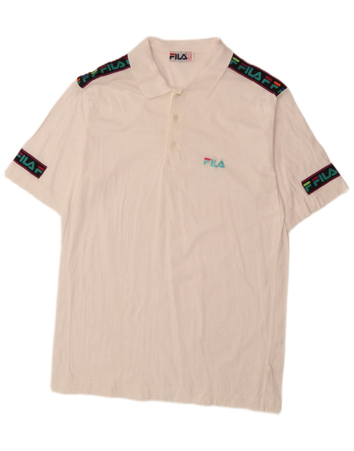 FILA Grafisk poloshirt til mænd IT 50 Medium White Colourblock Bomuld