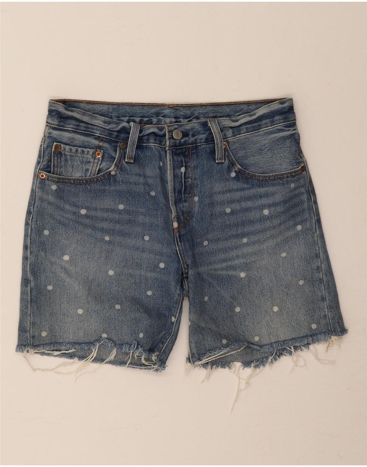 LEVI'S Womens 501 denimshorts W26 Små blå plettet bomuld