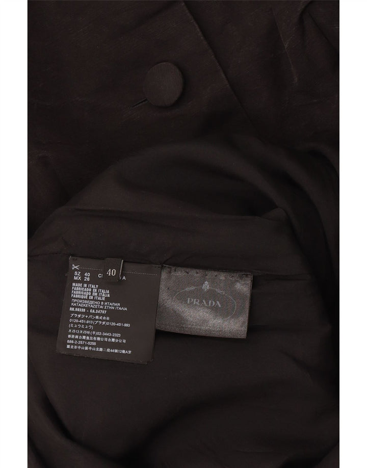 Prada Dame 3/4 Ærmet Skede Kjole IT 40 Small Black Cupro