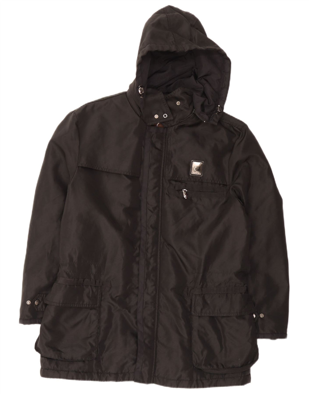 Piero Guidi Herre Hooded Windbreaker Jacket UK 38 Medium Sort Nylon