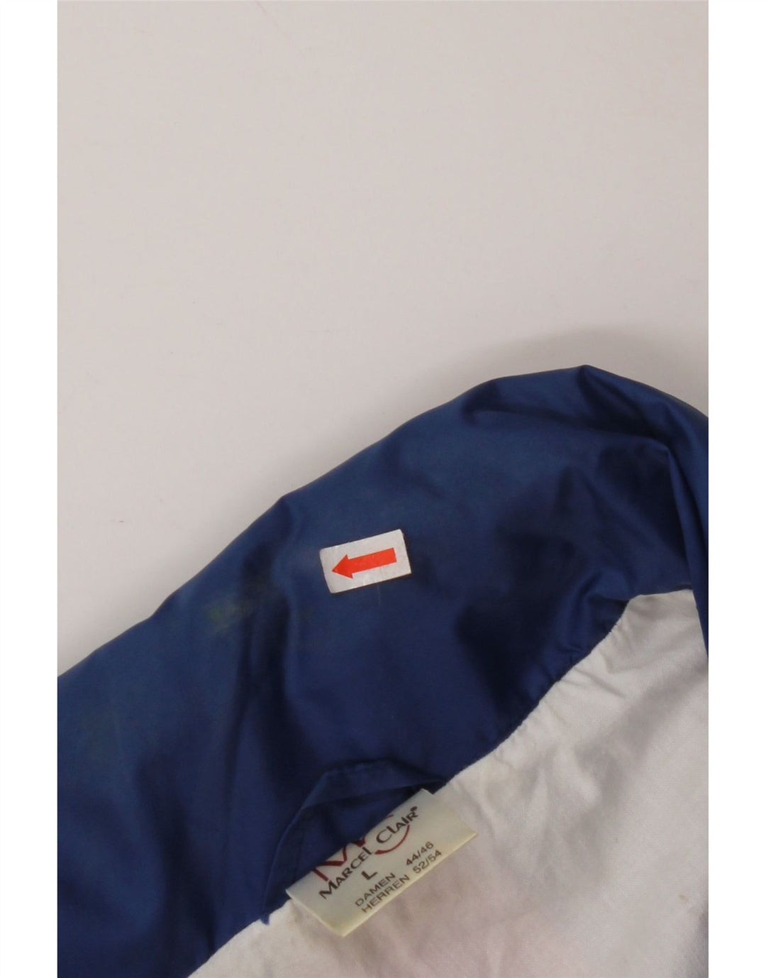 MARCEL CLAIR Regnjakke med hætte til mænd UK 40 Stor blå farveblok