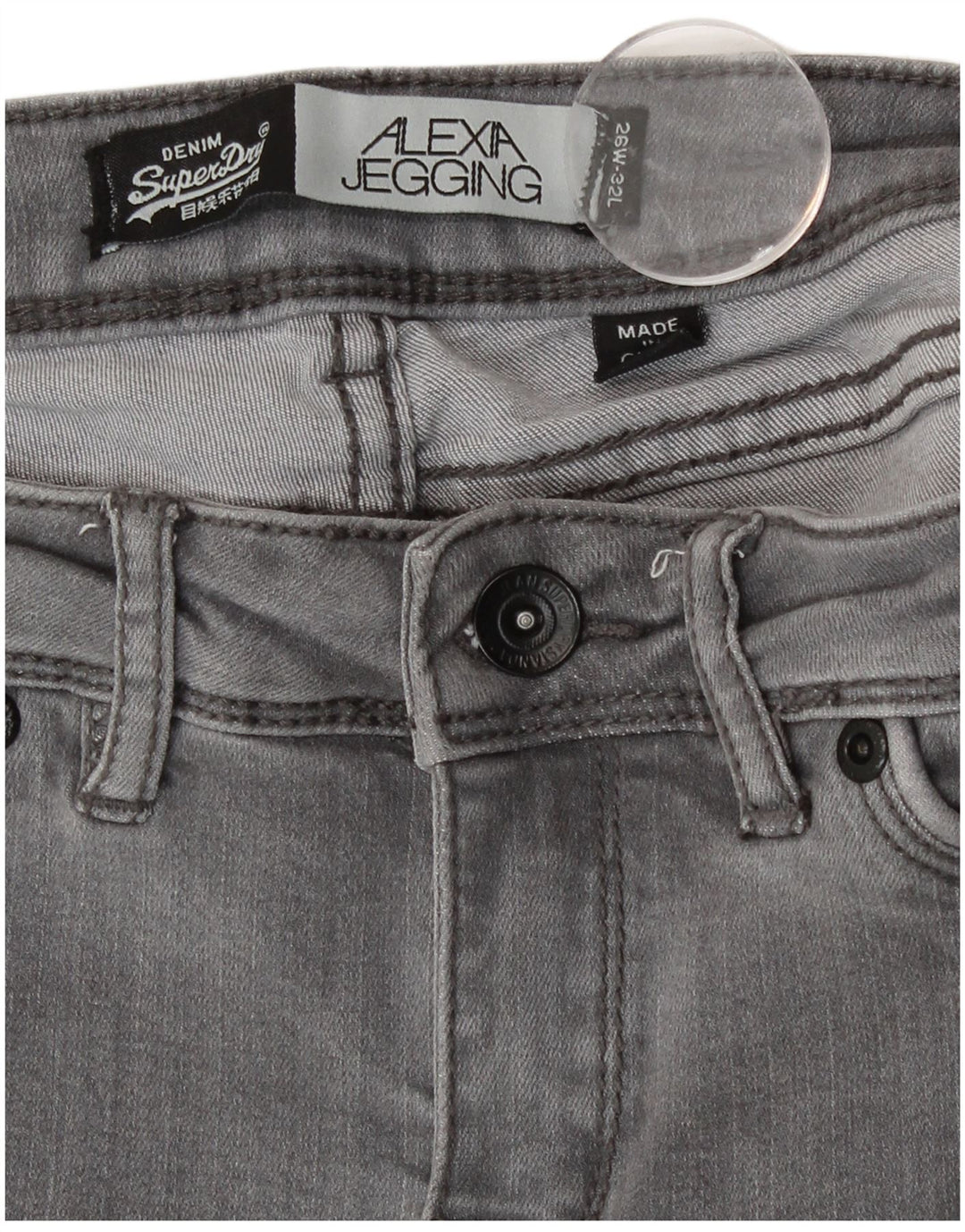 Superdry Alexa Jegging Jeans til kvinder W26 L29 grå bomuld