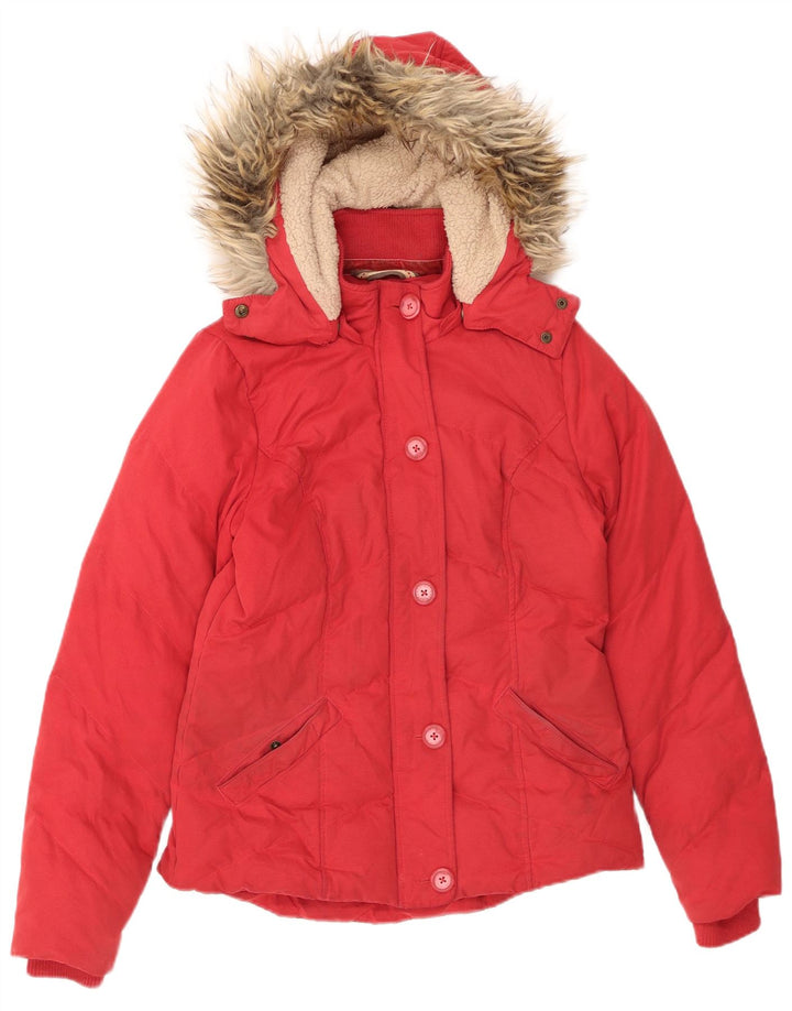 FAT FACE Polstret hættejakke til kvinder UK 10 Lille rød polyester