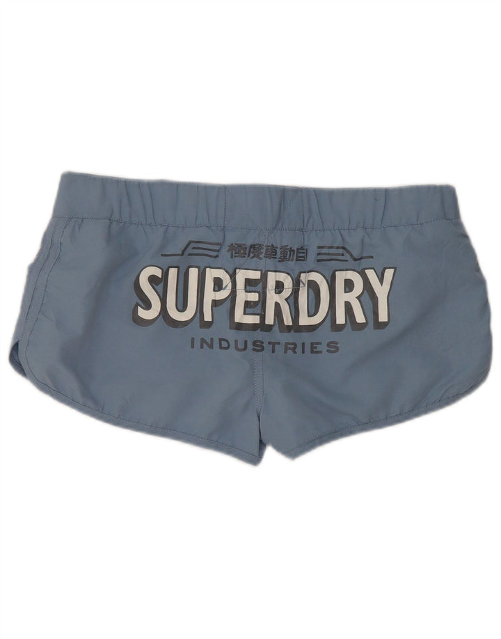 Superdry grafiske svømmeshorts til kvinder UK 16 Large Blue Polyester