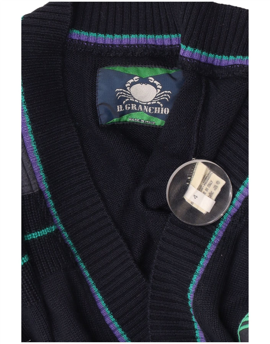 Il Granchio Herre cardigan sweater Medium Marineblå Colourblock Uld