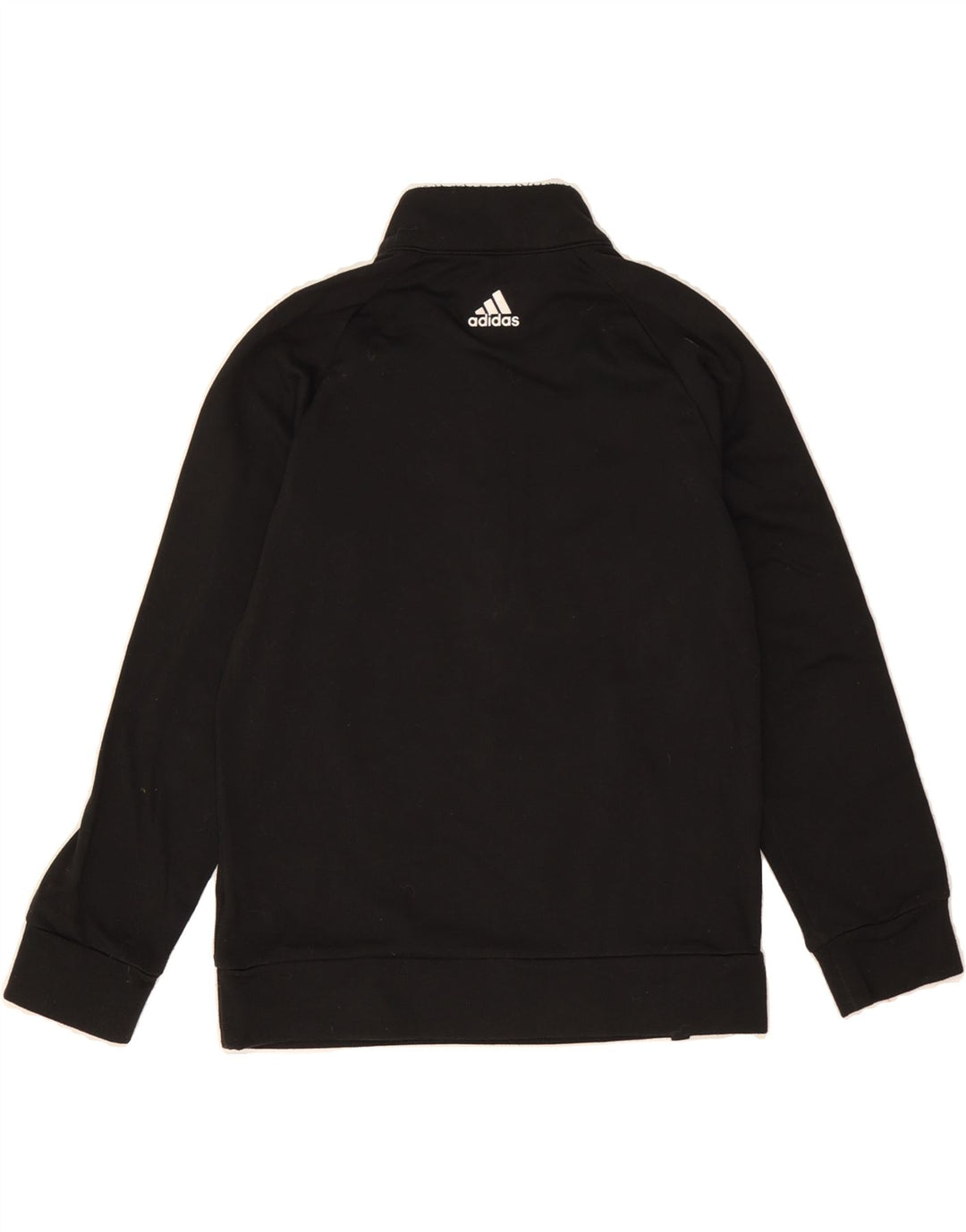 ADIDAS Boys Zip Neck Sweatshirt Jumper 7-8 Years Black Polyester Vintage Adidas and Second-Hand Adidas from Messina Hembry 