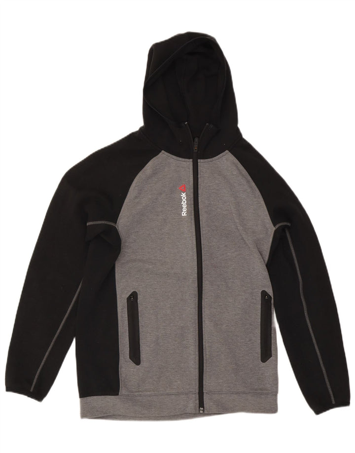 REEBOK Hættetrøje med lynlås til mænd Small Grå Colourblock Polyester