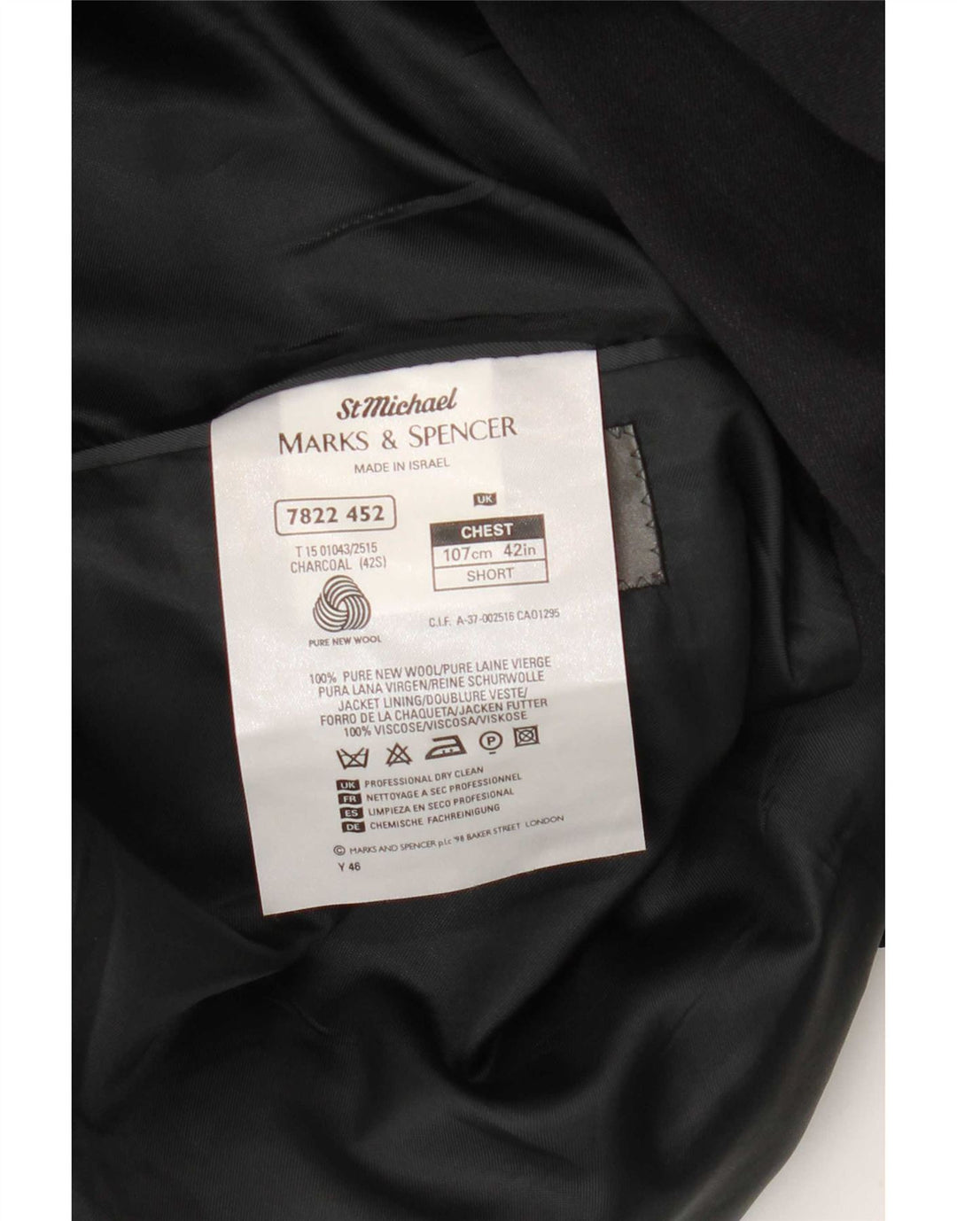 Marks & Spencer Herre Double Breasted Blazer Jacket UK 42 Large Grey
