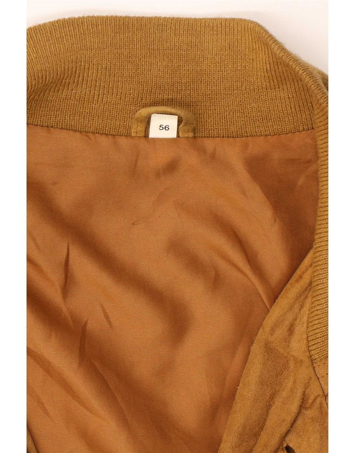 Vintage herre ruskind bomberjakke IT 56 3XL beige læder