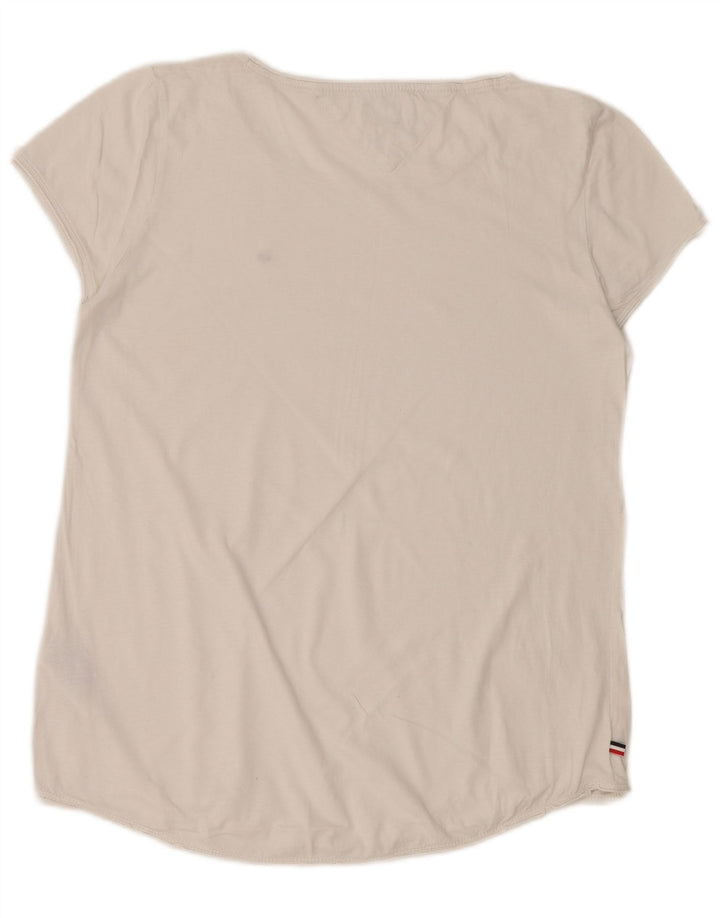 TOMMY HILFIGER T-shirt top til kvinder UK 14 Medium hvid bomuld