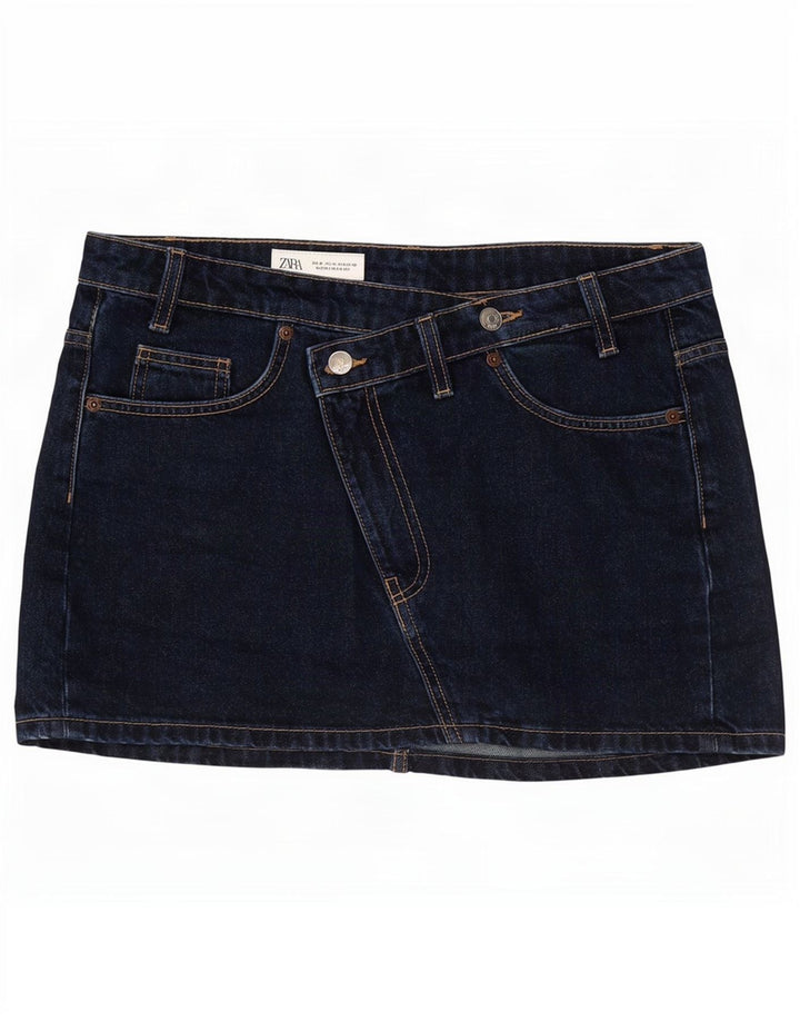 Zara Dame Mini Denim Nederdel Medium W28 Marineblå Bomuld