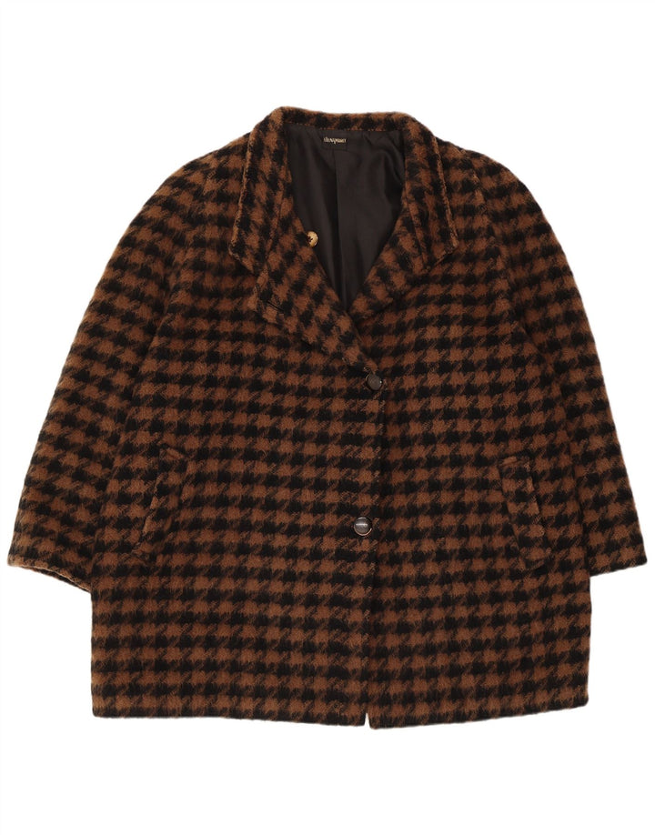 ELENA MIRO Oversize overfrakke til kvinder IT 43 Medium Brown Houndstooth Retro