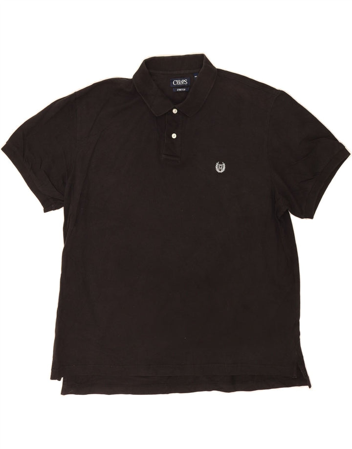 CHAPS Mens Stretch Polo Shirt 2XL Black Cotton Vintage Chaps and Second-Hand Chaps from Messina Hembry 